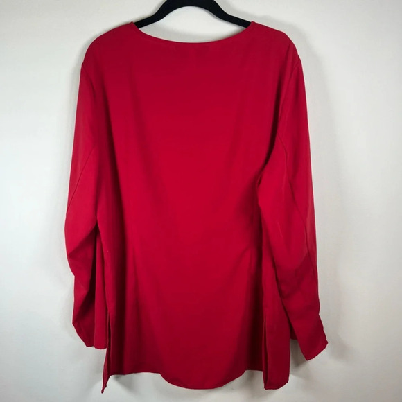 Norton McNaughton V-Neck Button Down Blouse Red Floral Embroidered Women's Sz 1X - Picture 8 of 11